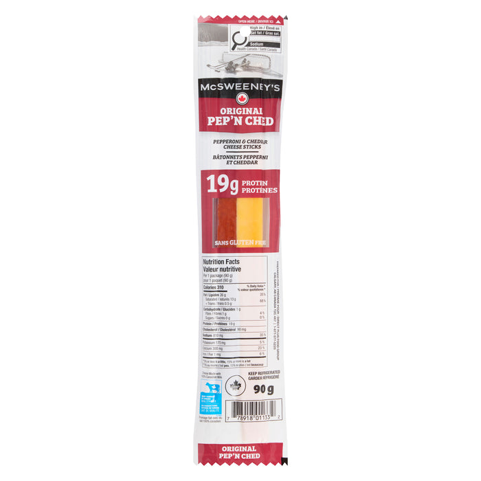 McSweeney's Pep'n Ched Batonnets Pepperoni et Cheddar Original, 90 g