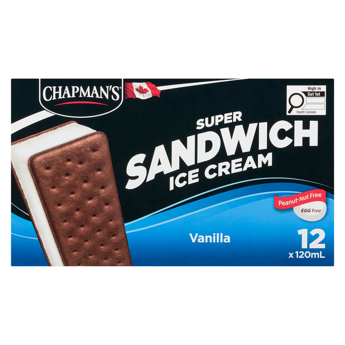 Chapman's Super Vanilla Ice Cream Sandwiches, 12-Pack, 120 ml