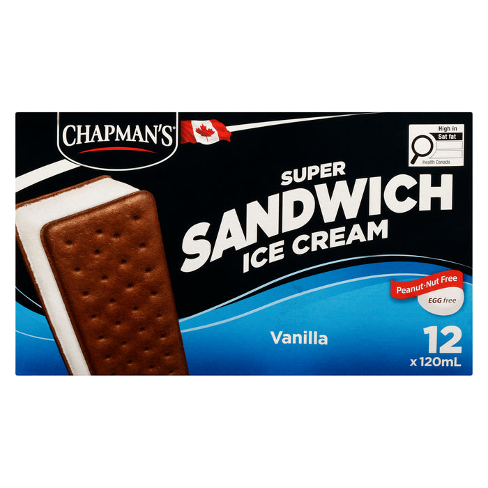 Sandwichs à la crème glacée super vanille Chapman's, boîte de 12 120 ml