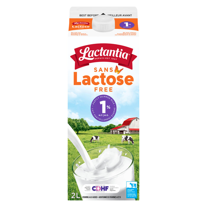 Lactantia Partly Skimmed Milk Lactose Free 1% M.F., 2-L