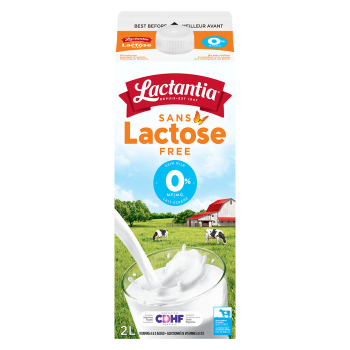 Lactantia lait écrémé sans lactose 0% M.G., 2 L