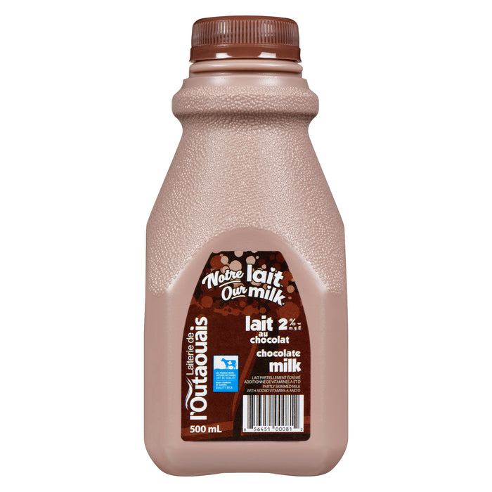 Laiterie de l'Outaouais 2% M.F. Partly Skimmed Chocolate Milk, 500-ml