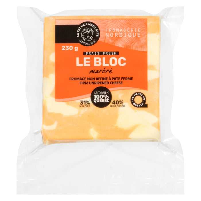 La Vache à Maillotte Fromage Non Affiné à Pâte Ferme Frais le Bloc Marbré 31% M.G., 230 g