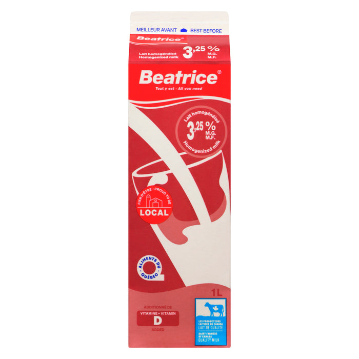 Lait homogénéisé Beatrice Frais, 3,25 % M. G., 1 L