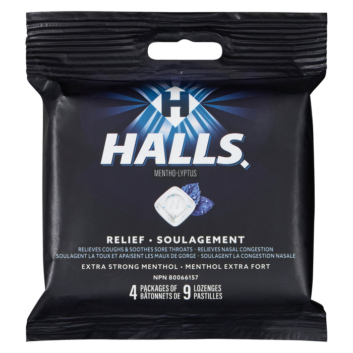 Halls Mentho-Lyptus Extra Strong Lozenges, 4-Pack
