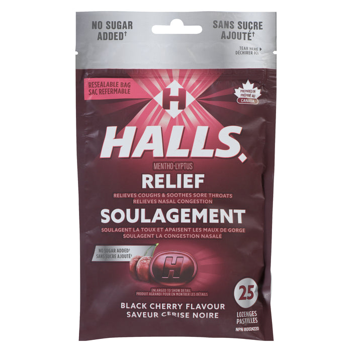 Halls Relief Mentho-Lyptus Black Cherry Flavour Lozenges, 25-Pieces