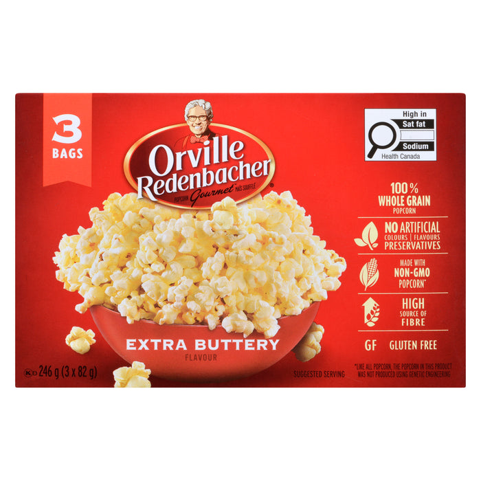 Orville Redenbacher Gourmet Popcorn Extra Buttery Flavour, 246 g, 3-Pack