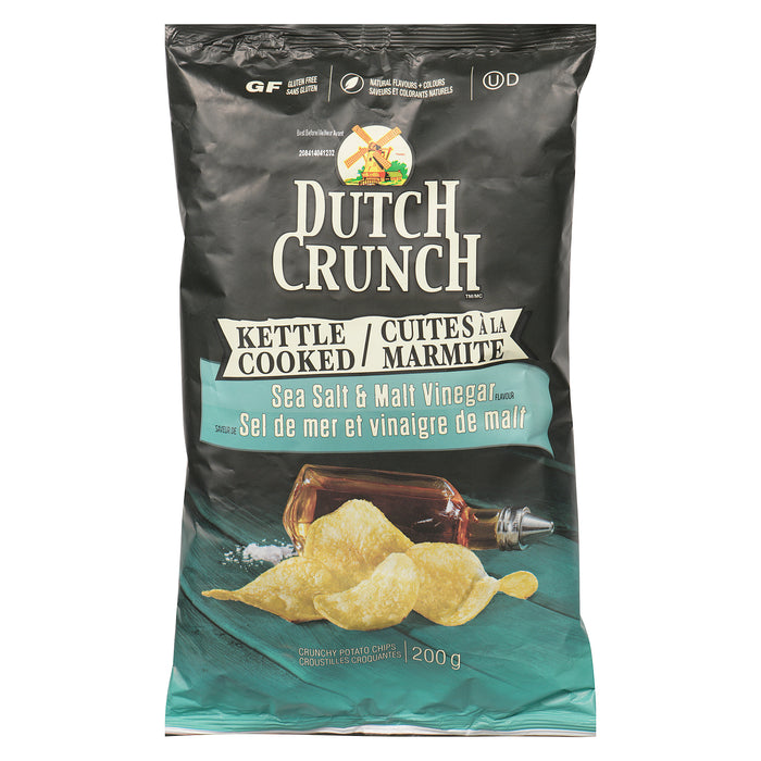 Dutch Crunch Croustilles Croquantes Saveur de Sel de Mer et Vinaigre de Malt, 200 g