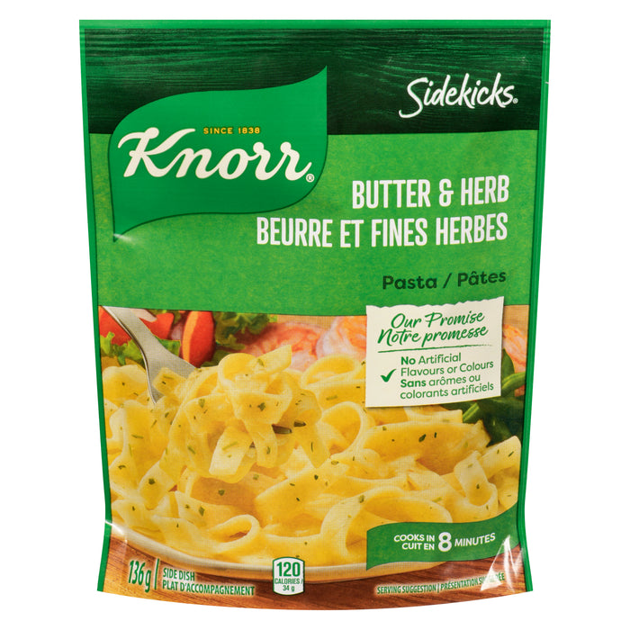 Knorr Sidekicks Plat d'Accompagnement Beurre et Fines Herbes Pâtes, 136 g