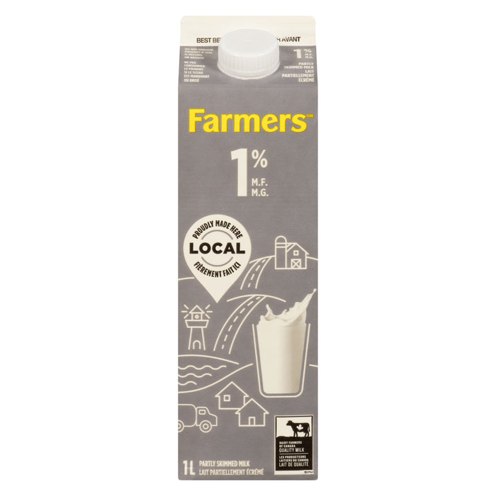 Farmers 1% M.F. Partly Skimmed Milk, 1-L