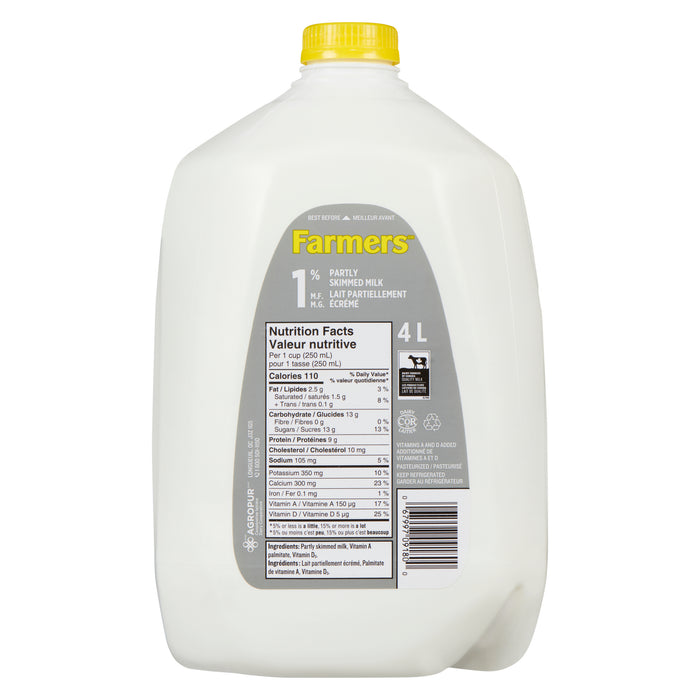 Farmers 1% M.F. Partly Skimmed Milk, 4-L