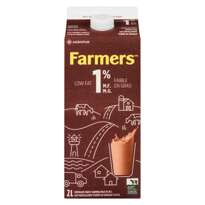 Farmers Lait Partiellement Écrémé au Chocolat 1 % M.G., 2 L