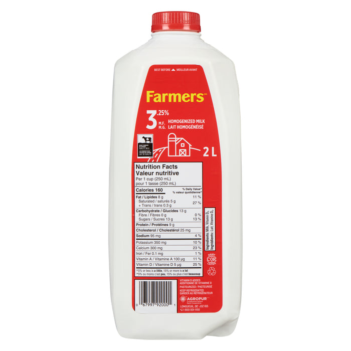 Farmers 3.25% M.F. Homogenized Milk, 2-L