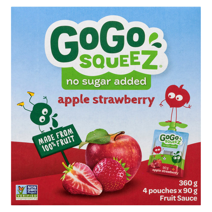 GoGo Squeez Compote de Fruits Pomme Fraise Gourdes, emb. de 4, 90 g