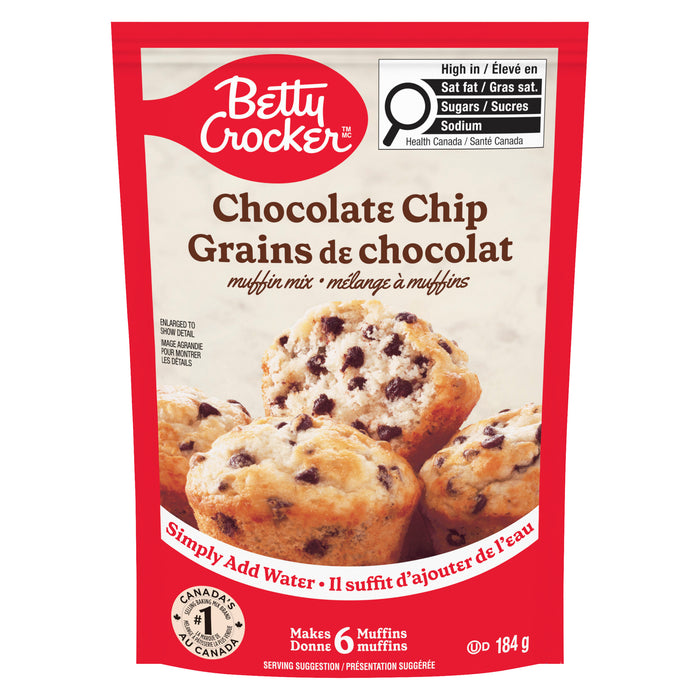 Betty Crocker Mélange à Muffins Grains de Chocolat, 184 g