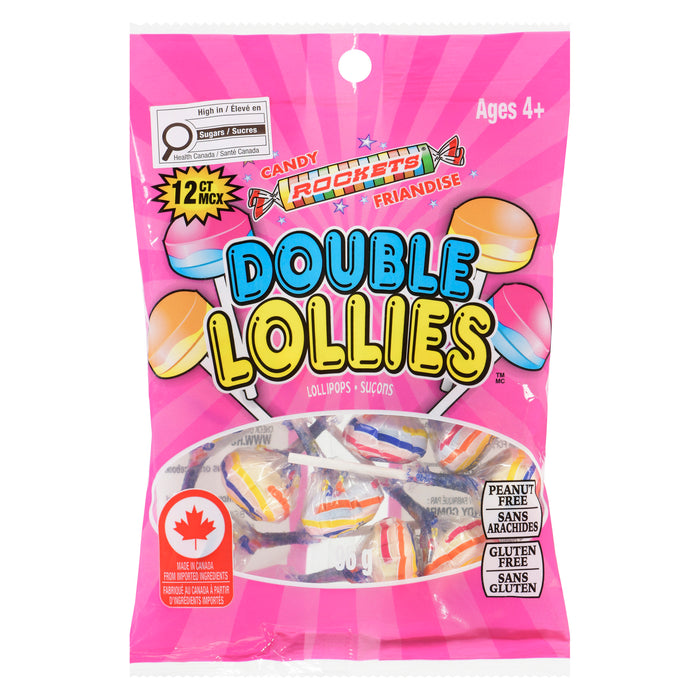 Rockets Double Lollies Candy Lollipops, 12-Pack
