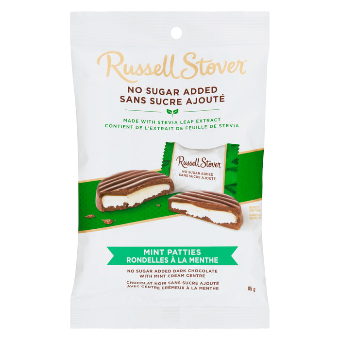 Russell Stover Chocolat Noir Sans Sucre Ajouté avec Centre Crémeux à la Menthe Rondelles à la Menthe, 85 g