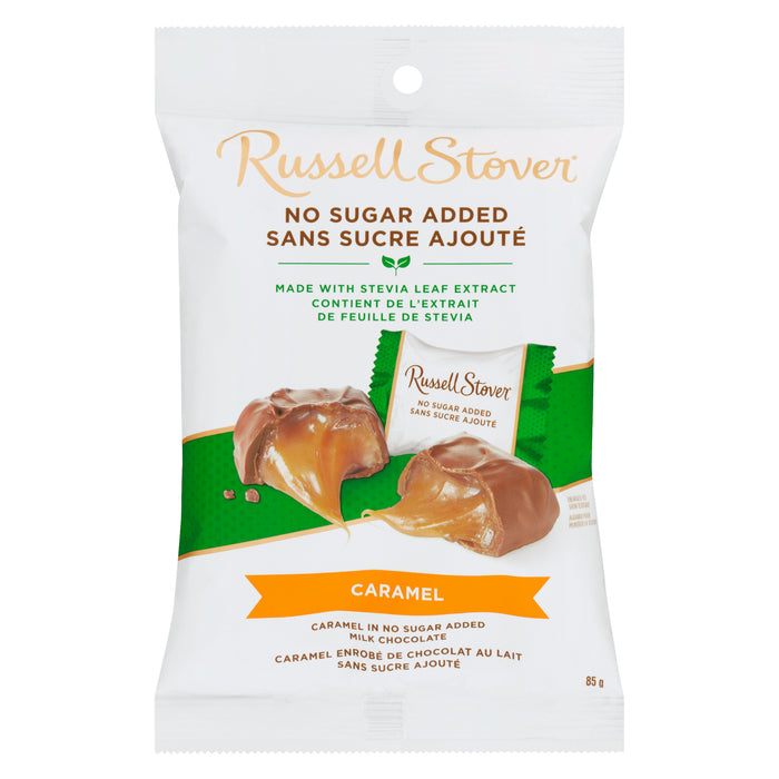 Russell Stover Caramel Enrobé de Chocolat au Lait Sans Sucre Ajouté, 85 g