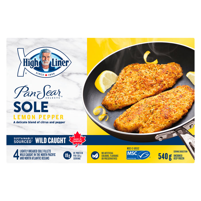 High Liner Pan-Sear Selects Lemon Pepper Wild Caught Sole, 4-Pack, 540 g