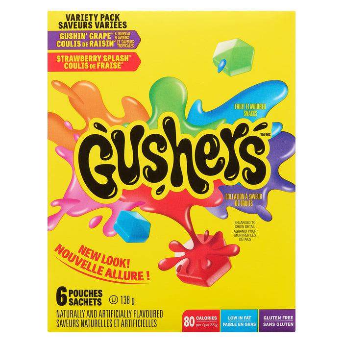 Gushers Fruit Flavoured Snacks Variety Pack 6 Pouches, 138 g
