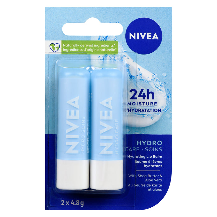 NIVEA Baume à Lèvres Hydratant Hydro Soins, emb. de 2, 4.8 g