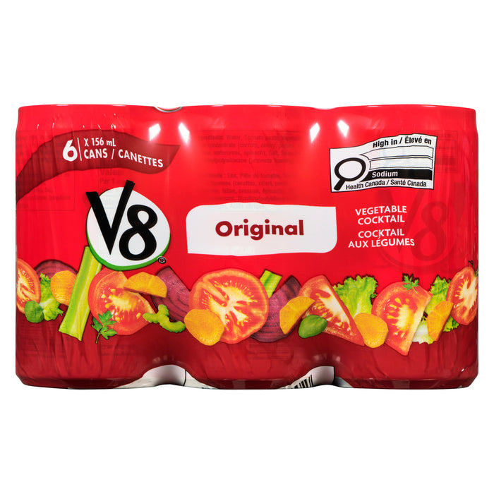 V8 Cocktail aux Légumes Original, Emballage de 6, 156 ml