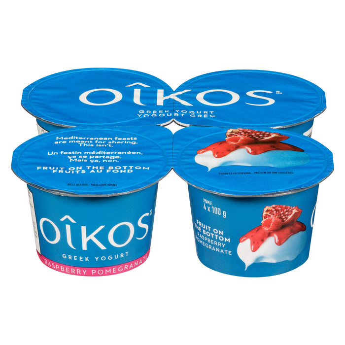 Giant Tiger Raspberry Oikos Raspberry Pomegranate Greek Yogurt 2% M.F., 4-Pack, 100 g – Giant ...