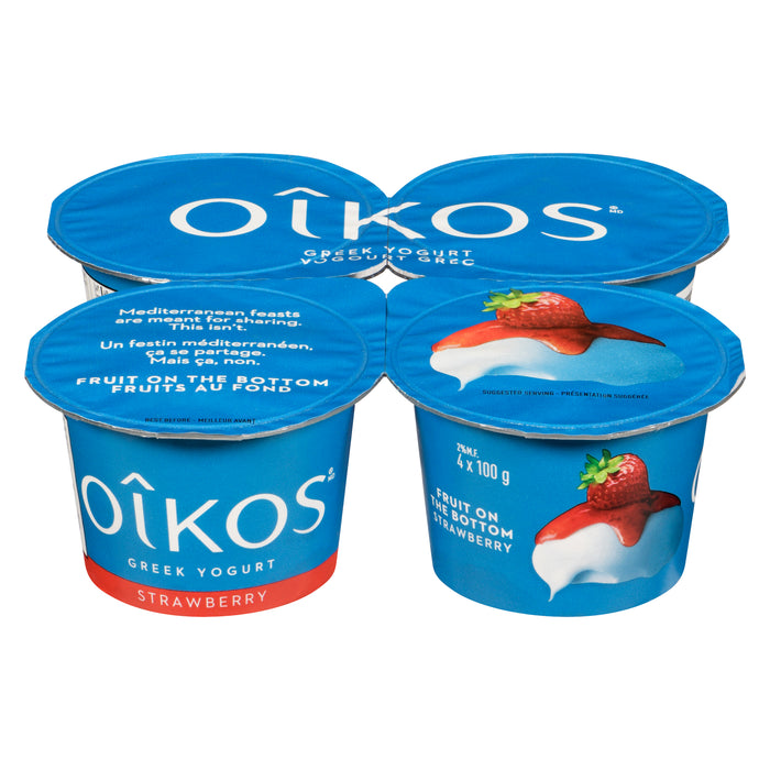 Oikos Yogourt Grec Fraises, 2% M.G., emb. de 4, 100 g