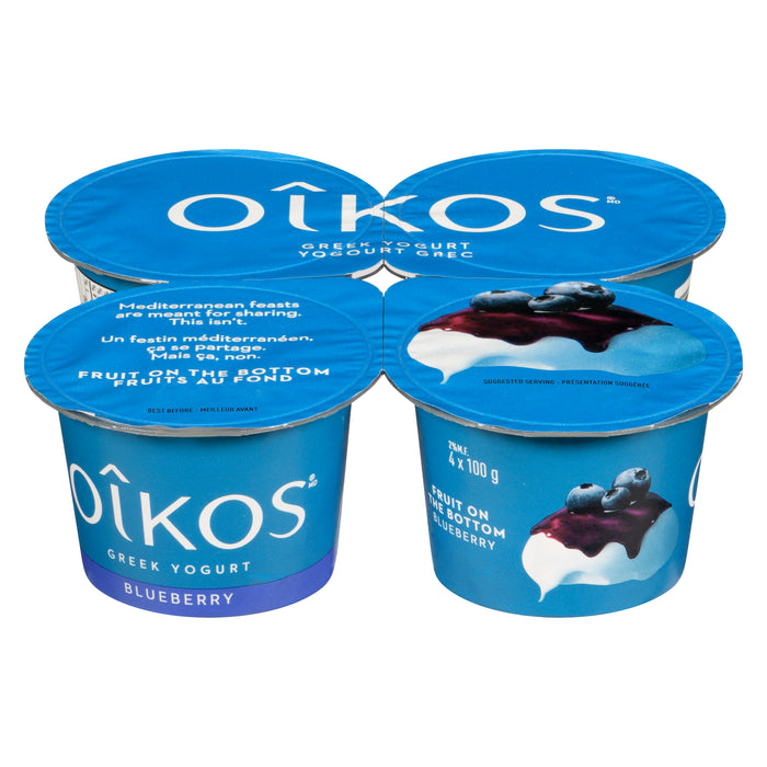 Oikos Greek Yogurt Blueberry 2% M.F., 4-Pack, 100 g