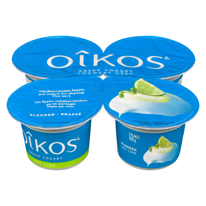 Yogourt grec Oikos la lime des Keys, 2 % M. G., emb. de 4, 100 g