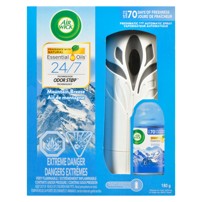 Ensemble d'assainisseur d'air en vaporisateur automatique Air Wick Freshmatic Air de montagne