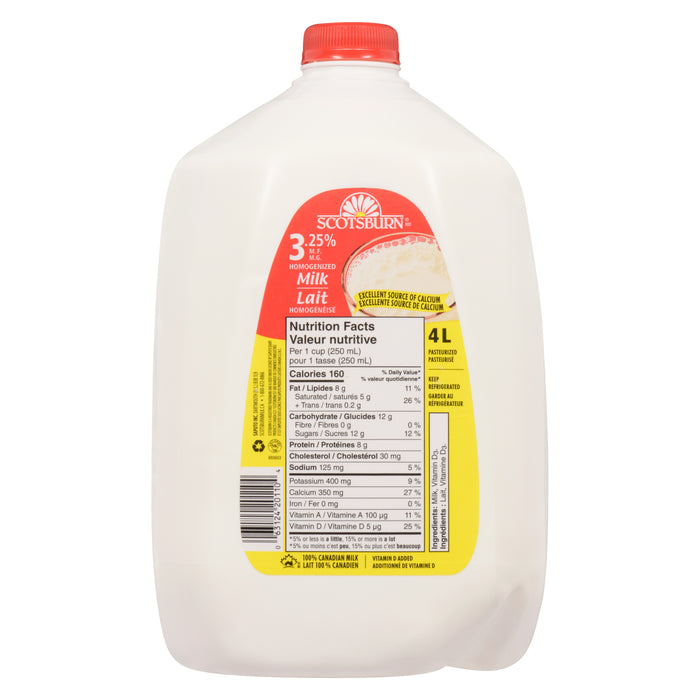 Scotsburn Homogenized Milk 3.25% M.F. - 4L