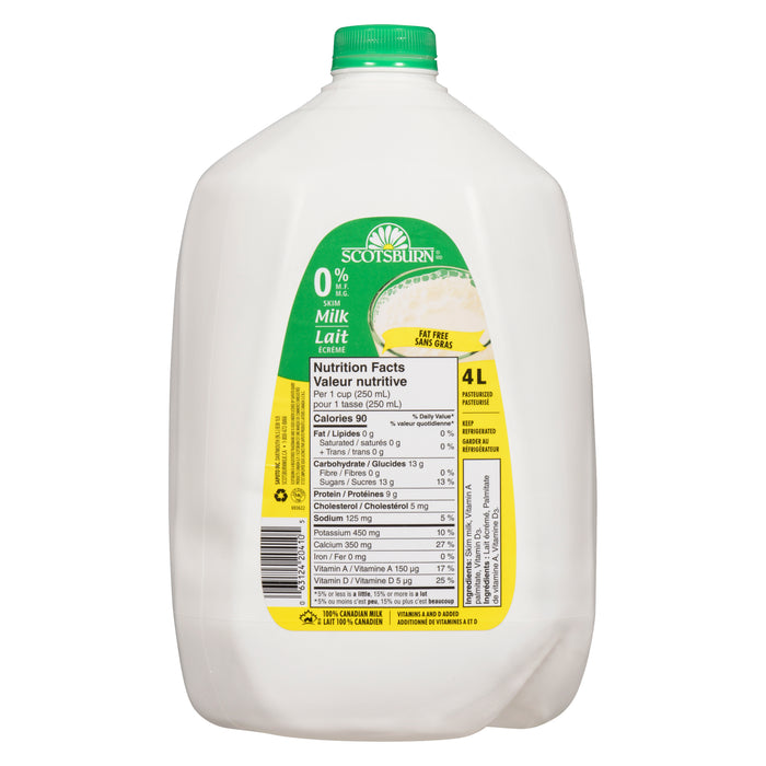 Lait écrémé Scotsburn, 0% M.G. - 4 L