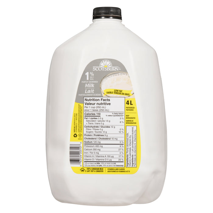 Lait partiellement écrémé Scotsburn, 1% M.G. - 4L