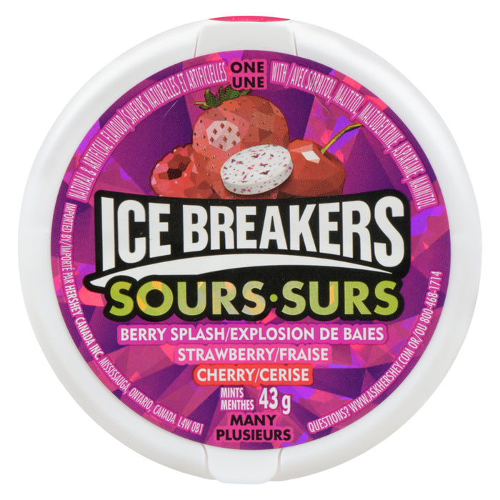 Ice Breakers Sours Mints Berry Splash Strawberry Cherry, 43 g