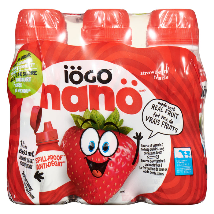 Iogo Nano Strawberry Drinkable Yogurt 1% M.F. 6pk. - 558ml