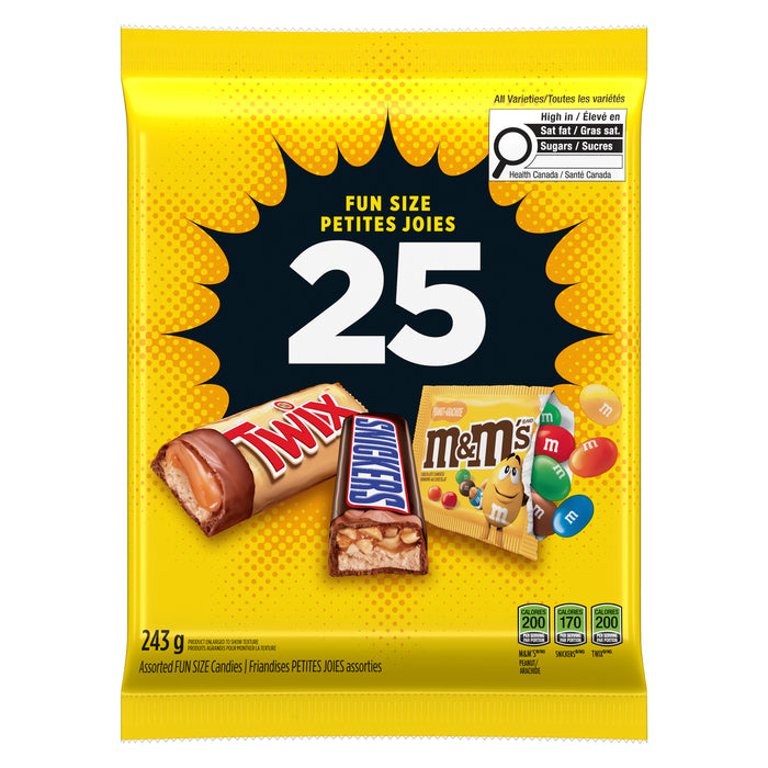 Mars Canada Assorted Fun Size Candies, 25 Fun Size, 243 g