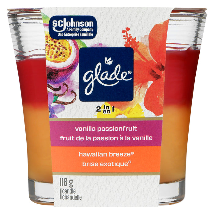 Glade 2 en 1 Fruit de la Passion à la Vanille + Brise Exotique Chandelle