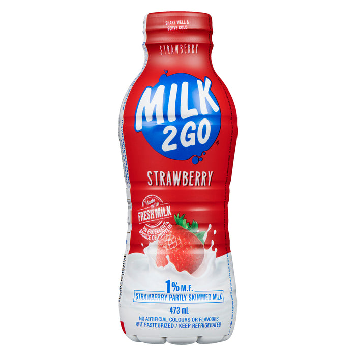 Milk 2 Go Partly Skimmed Strawberry Milk 1% M.F. - 473ml