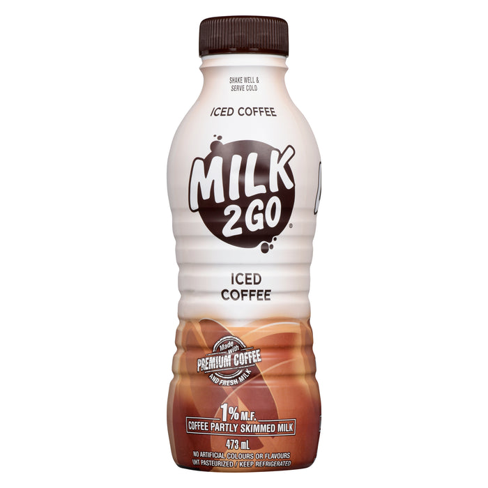 Milk 2 Go Partly Skimmed Milk Iced Coffee 1% M.F., 473-ml