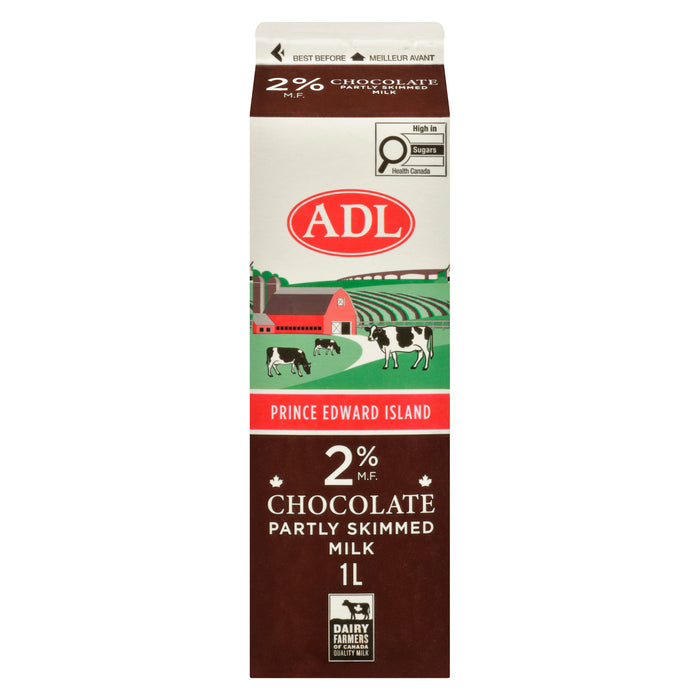 Lait partiellement écrémé au chocolat ADL, 2 % M. G. - 1 L