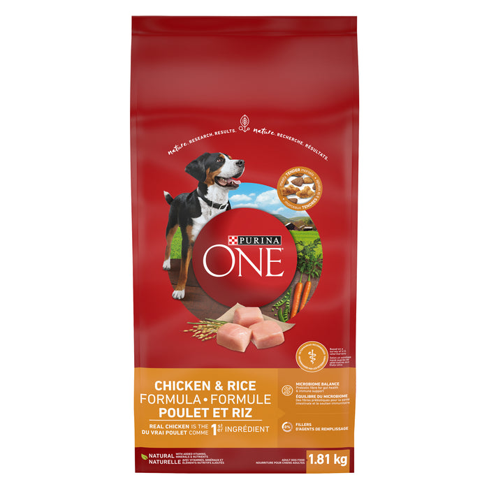 Purina ONE Smart Blend Chicken & Rice Formula Adult Premium Dog Food, 1.81-kg
