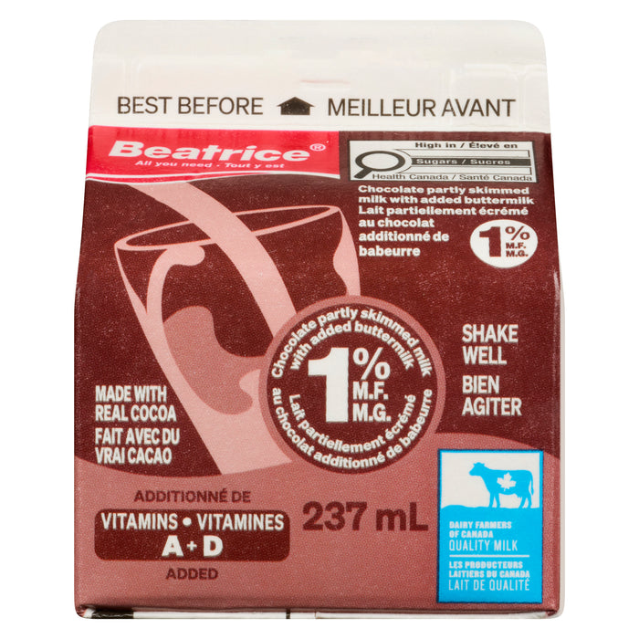 Beatrice Fresh Partly Skimmed Chocolate Milk 1% M.F., 237-ml