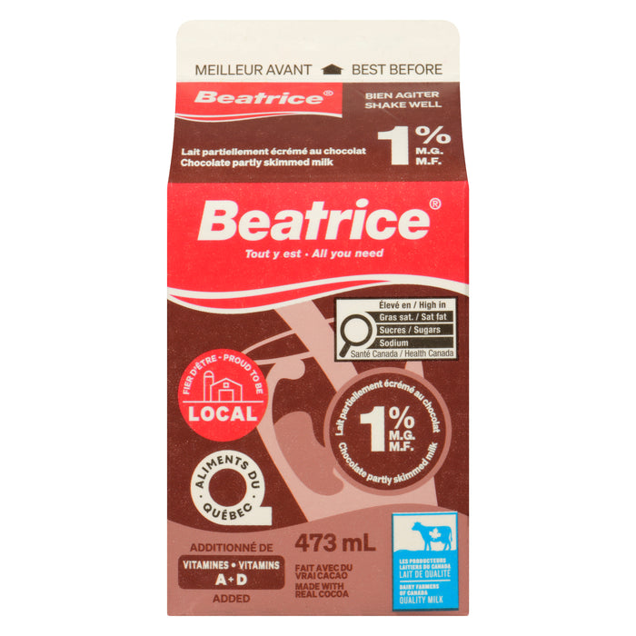 Beatrice Fresh Chocolate Partly Skimmed Milk 1% M.F., 473-ml