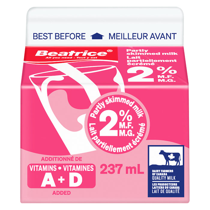 Beatrice Fresh Partly Skimmed Milk 2% M.F., 237-ml