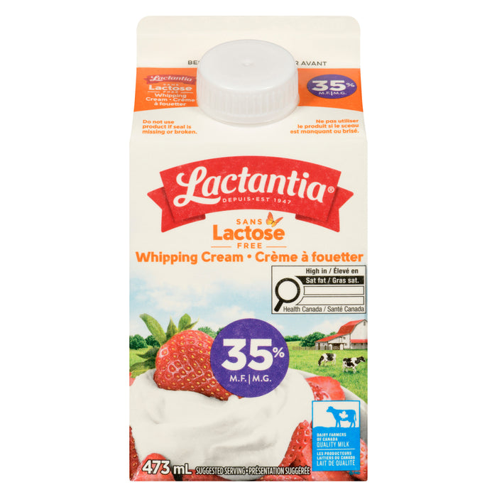 Lactantia Sans Lactose Crème à Fouetter 35% M.G., 473 ml