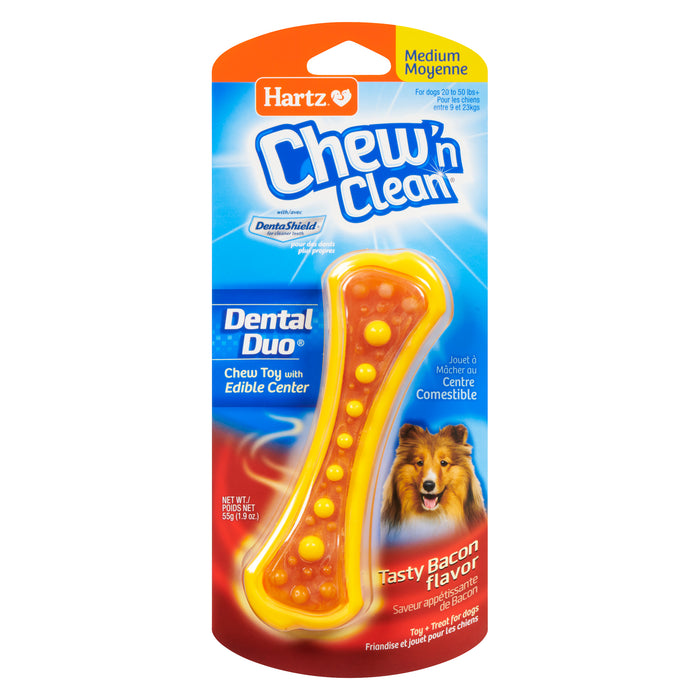 Hartz Chew 'n Clean friandise et jouet pour les chiens goût bacon moyenne, 55 g