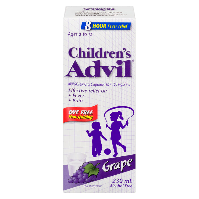 Children's Advil Ibuprofen Grape Oral Suspension USP 100 mg, 230ml
