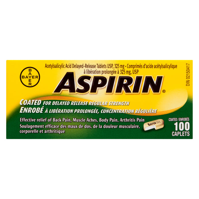 Aspirin Regular Strength Coated 325 mg - 100 Caplets