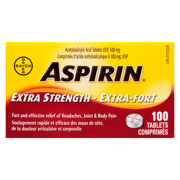 Aspirin Extra Strength 500 mg - 100 Tablets